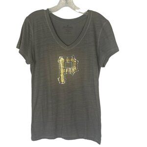 Pittsburgh Pirates Tshirt Womens Large Gray Sparkle Fanwear MLB
